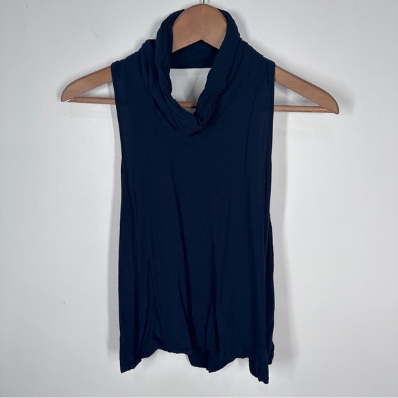 Free People City Lights Cowl Neck Tank Top small Navy Blue - Picture 2 of 7